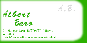 albert baro business card